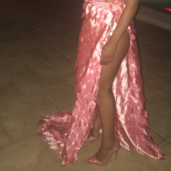 Pink flower high split skirt !!!!! Handmade - Picture 2 of 6